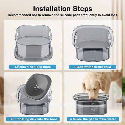 70Oz/2L Dog Water Bowl, Dog Bowl No Spill Large Capacity Slow Water Feeder, Spill Proof Pet Water Dispenser Vehicle/Outdoor/Indoor Drinking Water Bowl for Dogs and Cats